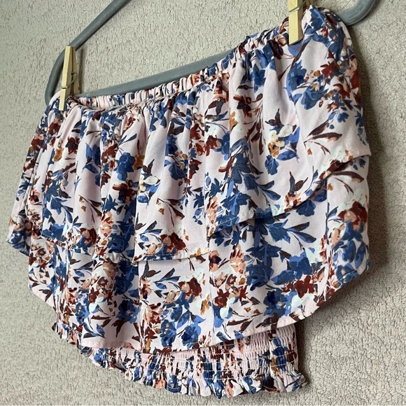 1 State Cropped Sleeveless Tube Top-Pink Floral-Tiered-Summer-Cottagecore-Casual - Picture 8 of 10